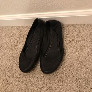 Black Leather Frye Flat